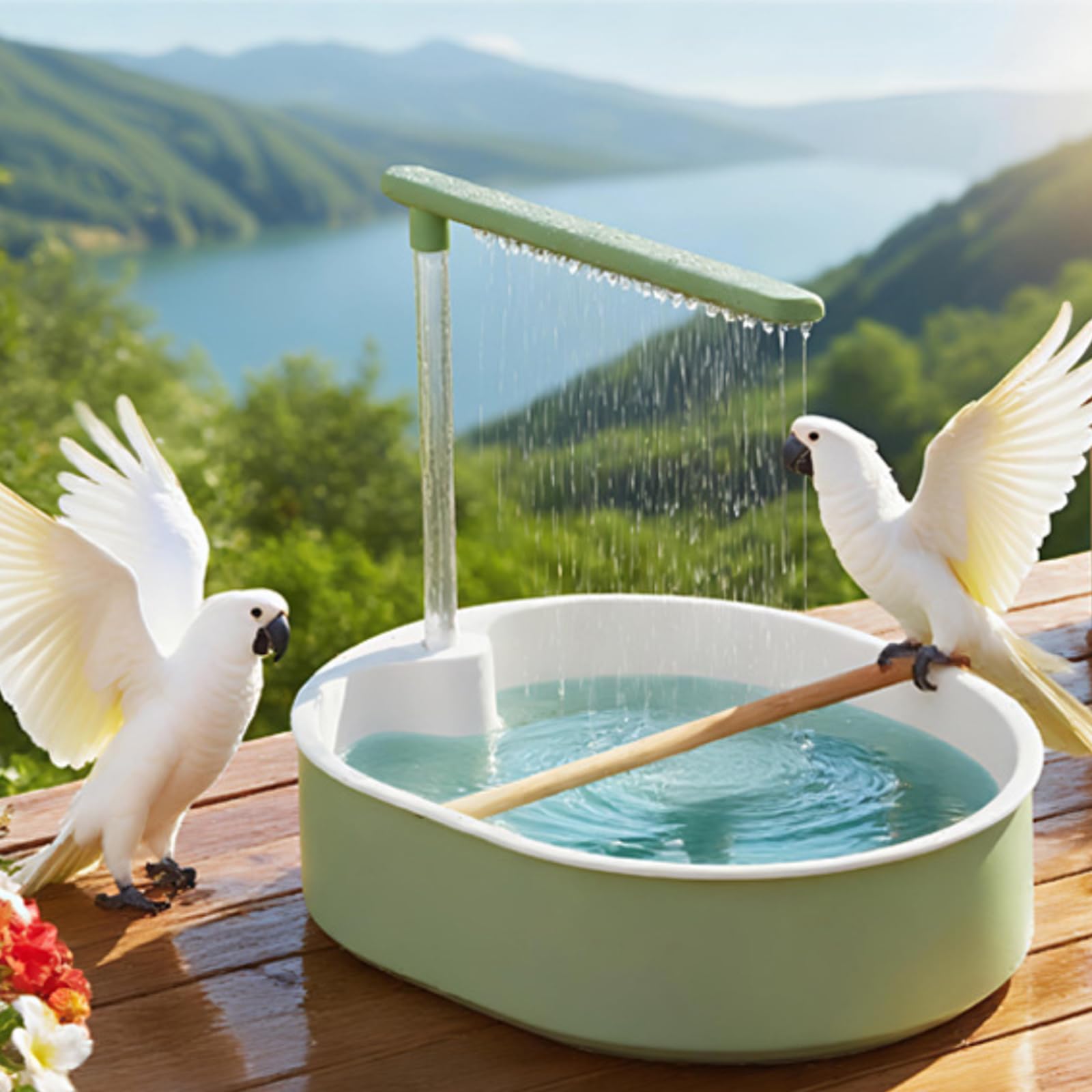 Parrot Bathtub Bird Automatic Bath Shower,Large Bird Shower Fountain Indoor Bathtub with Running Water, Contains USB and Pump,for Pet Birds, African Grey, Cockatiel, Conure, Budgie, Lovebird(Fashion) - image 7