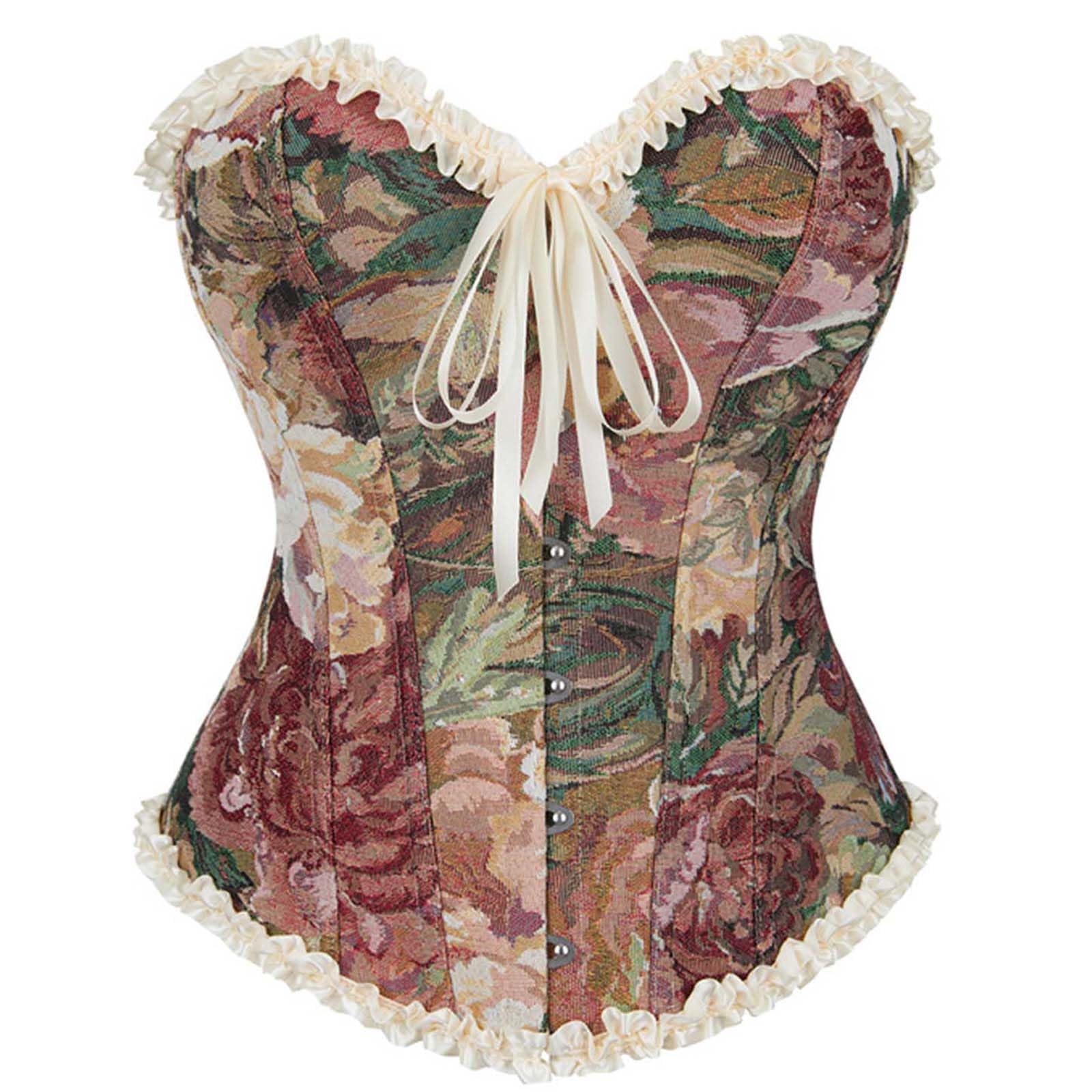Corset Vintage Femme GAOSHA - Imprimé Floral, Lacets - Pour Taille Affinée, Silhouette Galbée