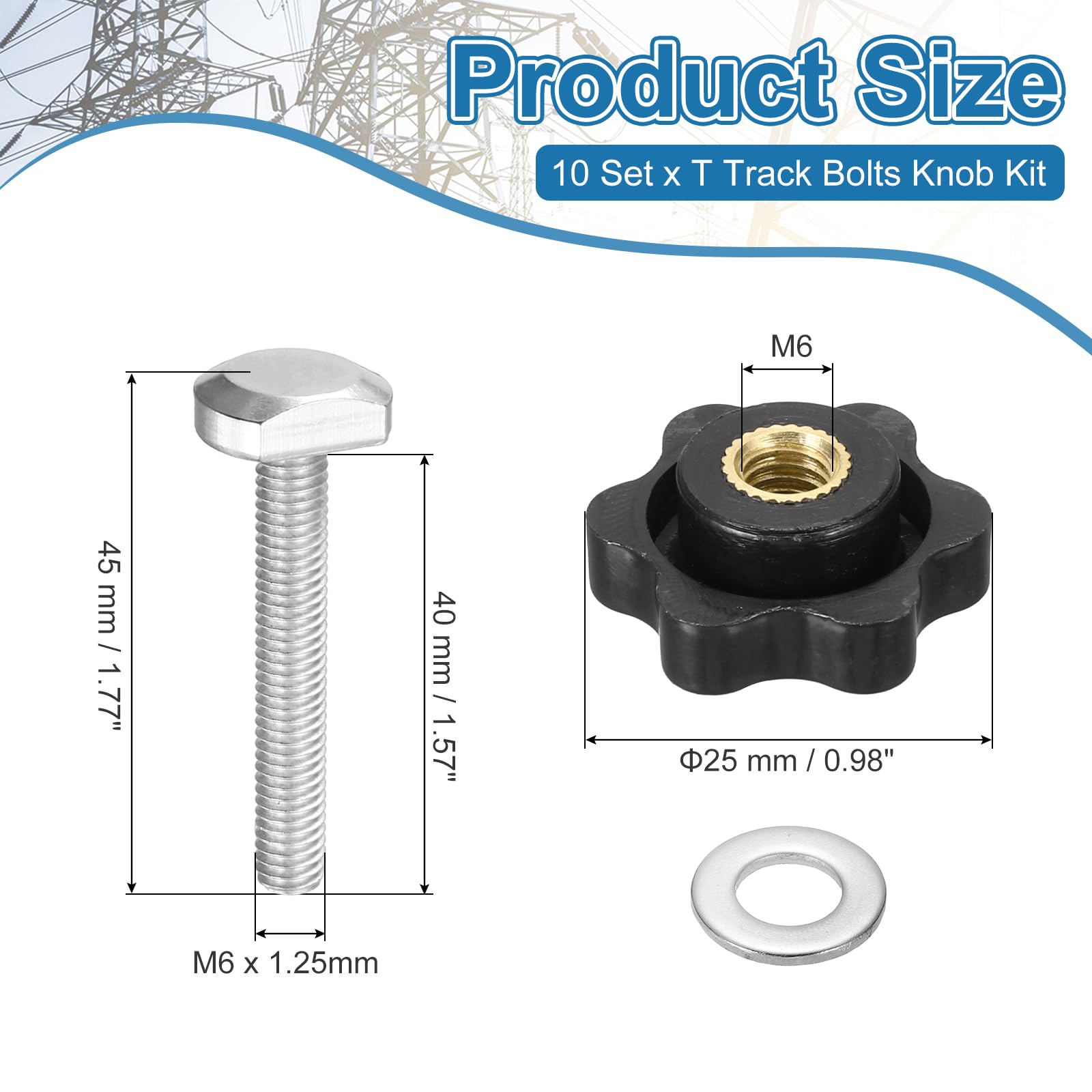 PATIKIL t Track Bolts Knob Kit - Image 2
