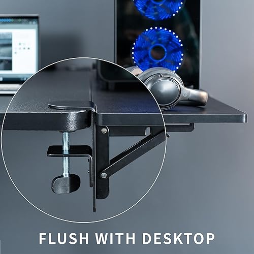 Miniatura 8 de VIVO DESK-EXT30 - Extensor de escritorio de 30 x 12 pulgadas (14 abrazaderas incluidas), soporte de muñeca, bandeja plegable para teclado, soporte