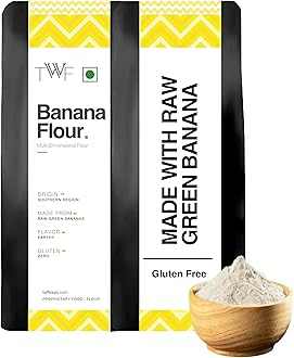 TWF Raw Banana Flour 1kg pack | Vegan and Gluten-Free Atta | High in Resistant Starch & Fiber | No Preservatives | Nutrition-Rich Superfood | Ideal for Cooking & Baking | 100% Naturally Processed Kela ka Atta