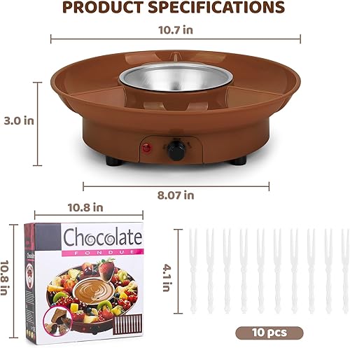 Miniatura 5 de Beyoung Olla eléctrica para fondue, máquina de fondue de chocolate con control de temperatura y bandejas de servir desmontables, ideal para sumergir
