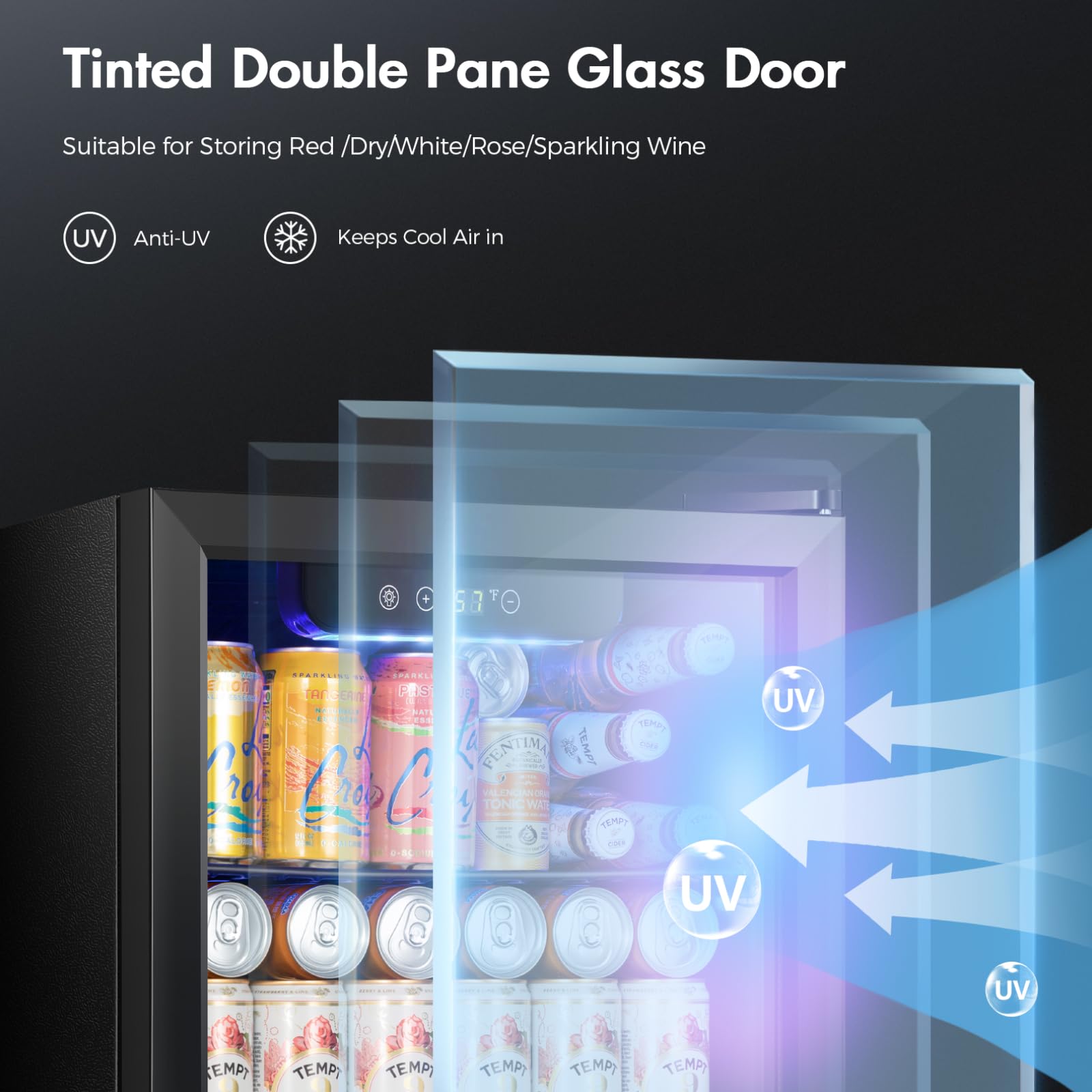 Kismile 1.3 Cu.Ft Beverage Refrigerator And Cooler,12 Bottle 48 Can Mini Fridge Glass Door, Digital Temperature Display For Soda, Beer Or Wine, Small Drink Dispenser Cooler For Home, Office, Bar on Fridge.com - View 4