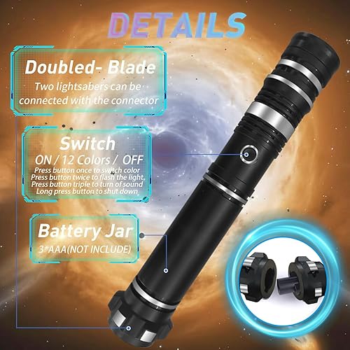 Miniatura 2 de Beyondtrade Sables de luz de 7 colores de juguete 2 en 1 espadas de duelo RGB de doble hoja con modo de silencio de sonido FX para niños, fanáticos