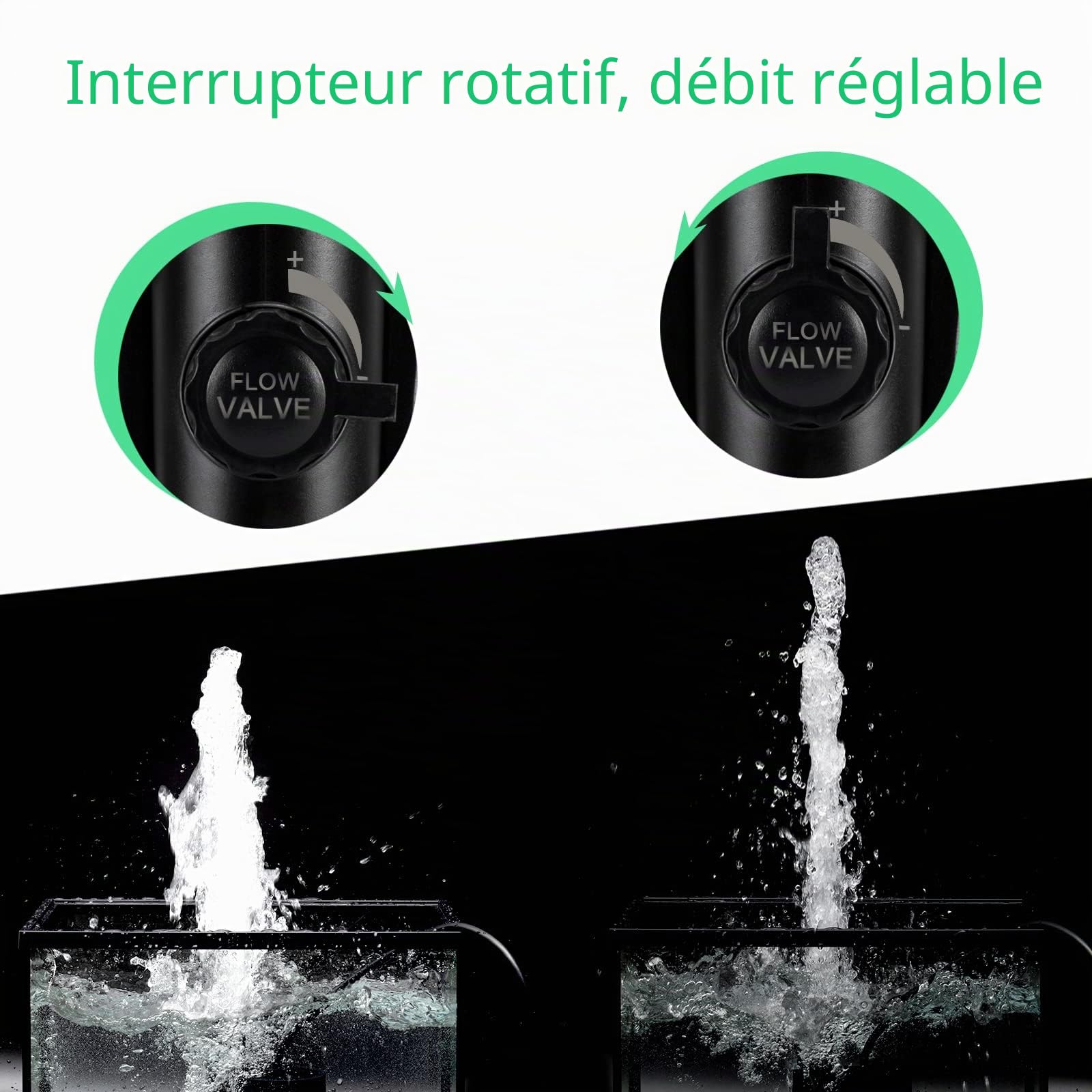 AQQA Pompe à eau submersible , pompe de fontaine ultra-silencieuse de 2500 L/H, étang d'aquarium à grande hauteur de 8,9 pi