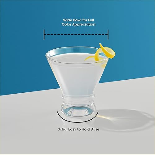 Miniatura 7 de JoyJolt Vasos de Martini sin tallo Juego de 6 Vasos de cóctel de 8 onzas Vasos de Margarita con pies juego de barra de vasos de licor plato de