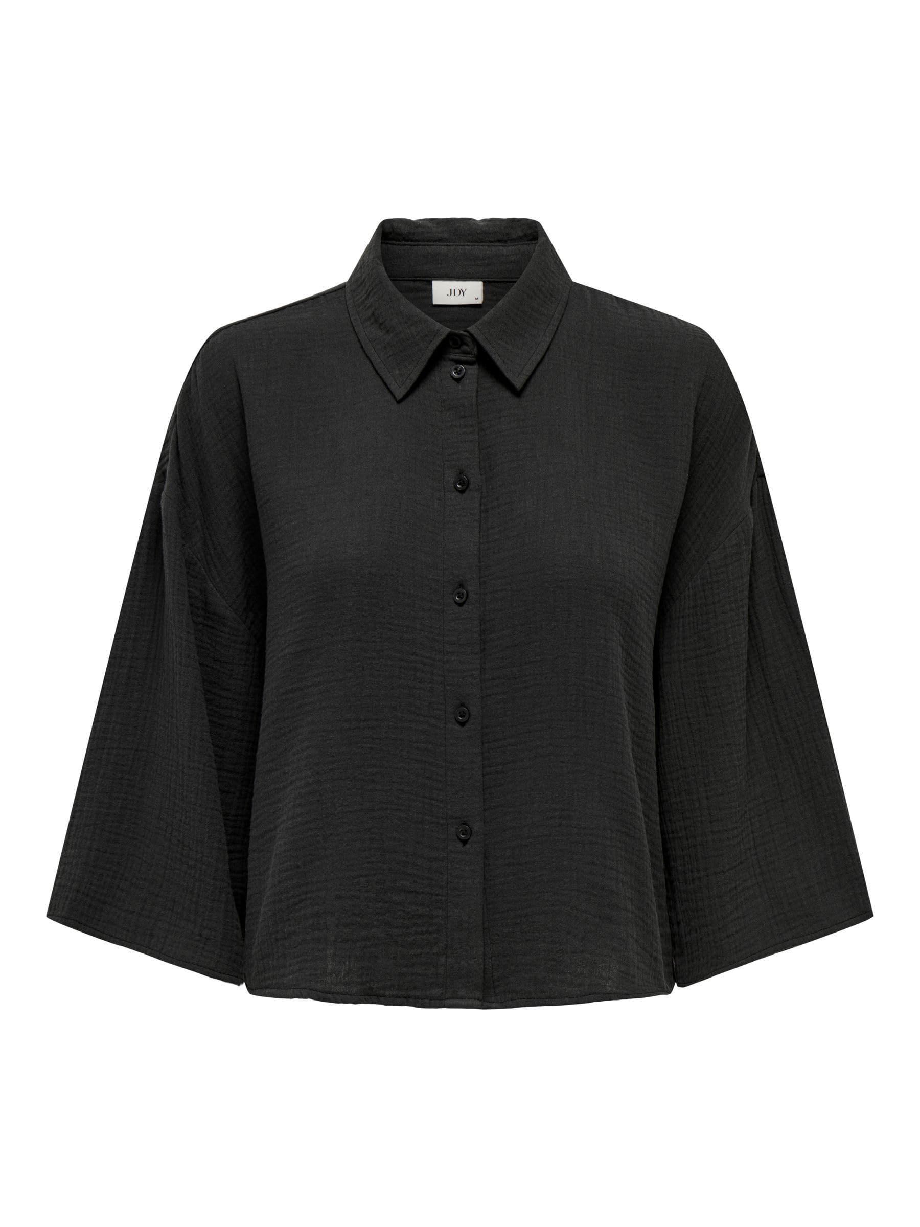 JdY Women's Theis 3/4 Crop Shirt WVN Dia Noos, Phantom, S