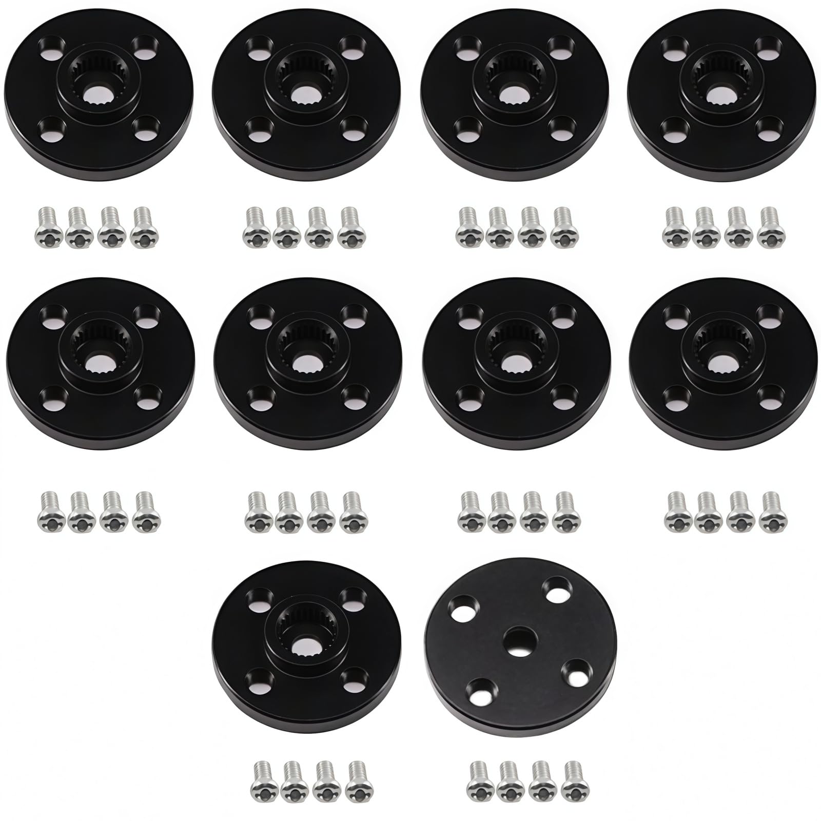 MiJunHD 10Pcs Metal 25T Servo Horn Round Shaped Aluminum Alloy Servo Arm Horn Servo Disc with Screw RC Car DIY Robot MG995 MG996R CNC Standard Kit (Black)