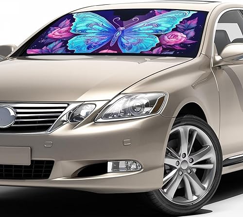 Miniatura 9 de Showudesigns Funda de parabrisas de coche boho para sol, rayos UV, parasol de automóvil, protector de ventana trasera plegable, flor hippie hibisco