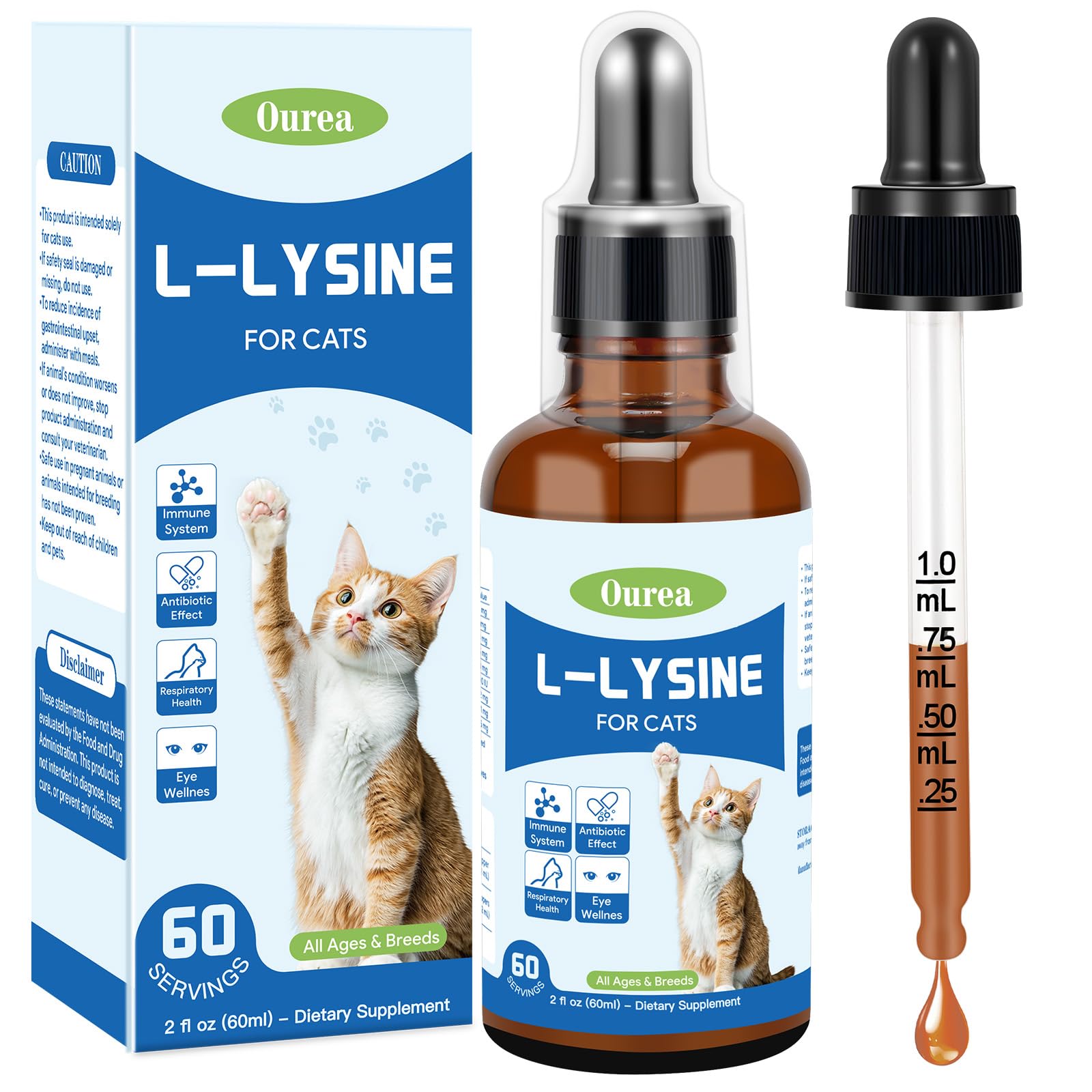 L-Lysine for Cats, Lysine Supplement for Support Immune System,Respiratory Eye Health, Alleviates Sneezing Congestion Runny Nose,Squinting Watery Eyes, Reduces Eye Discharge, Cold Allergy Relief