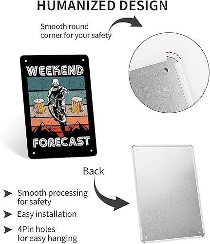 Miniatura 3 de Letrero de metal con pronóstico de fin de semana, divertido póster de cerveza de ciclismo de montaña, arte de pared retro para bar, pub, garaje,