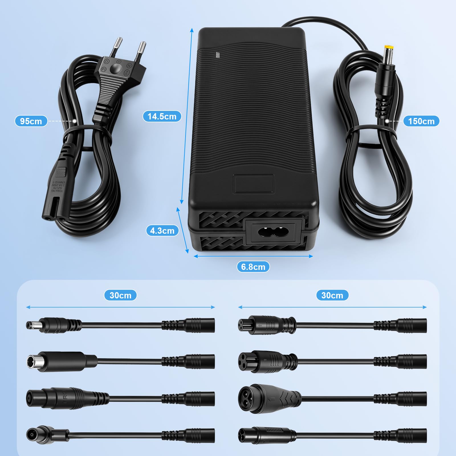 Chargeur 54,6 V 2 A pour scooter électrique Kukirin G2 Pro/Kukirin G2 MAX, pour scooter électrique Xiaomi 4 Ultra/5 Pro, chargeur de batterie au lithium 48 V de rechange avec connecteurs