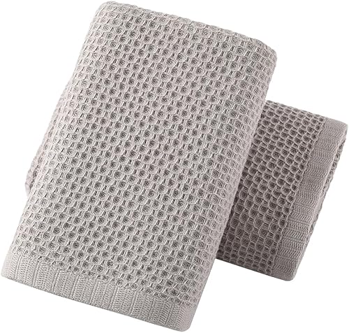 YiLUOMO Toallas de mano color caqui, 100% algodón, tejido de gofre, toallas de cocina de secado rápido, ultra absorbentes, ligeras, toallas de mano