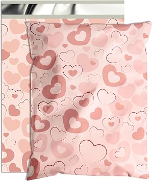 Cute Poly Mailers 6x9 Inch 100 Pcs, Pink Hearts