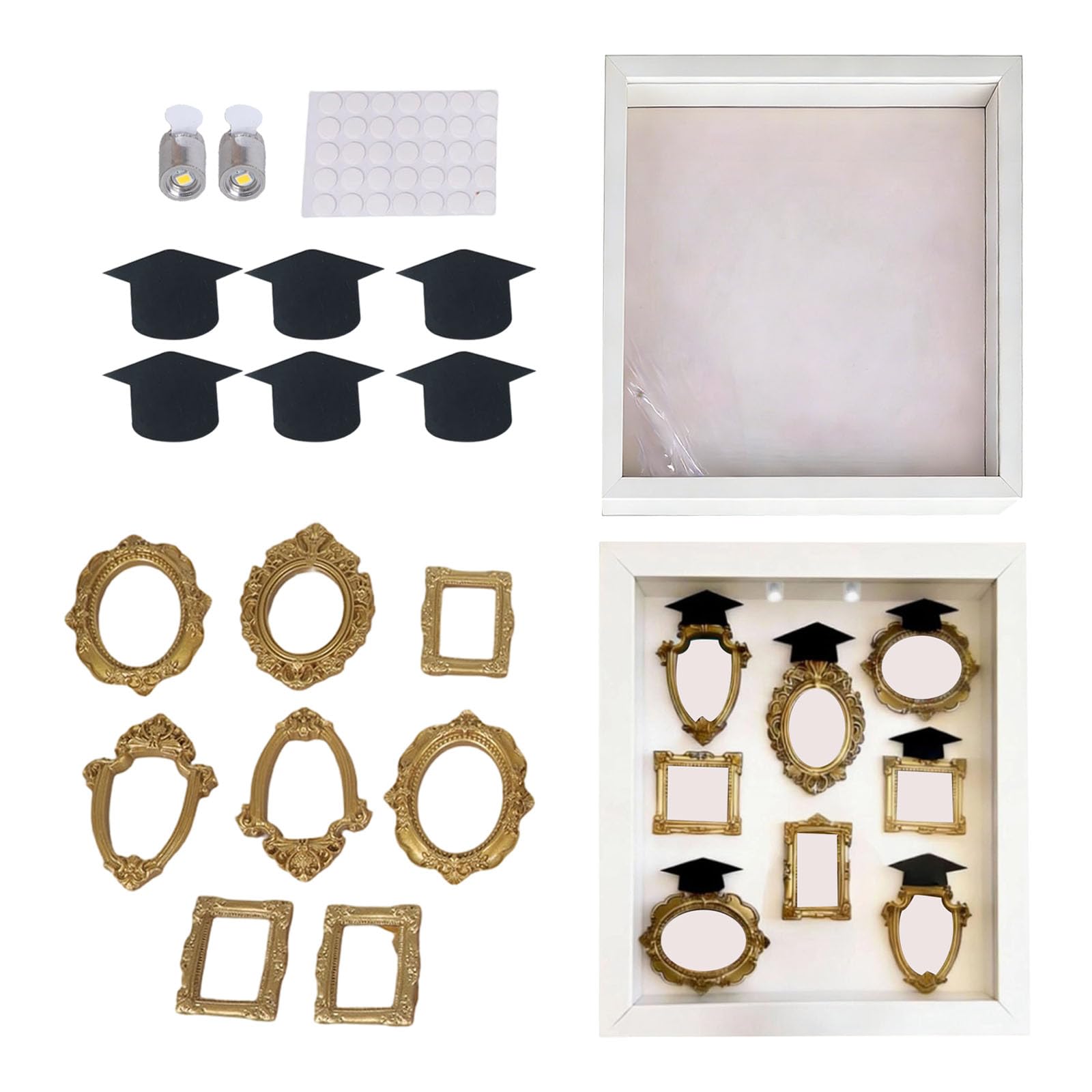 Shntig Creative Family Memory Photo Box Miniature Museums Frame Set with Lighting & Figurines Optional Photo Box Frame Case Home Deck Small Gallery Copy Set Decorative Display Miniature Museums