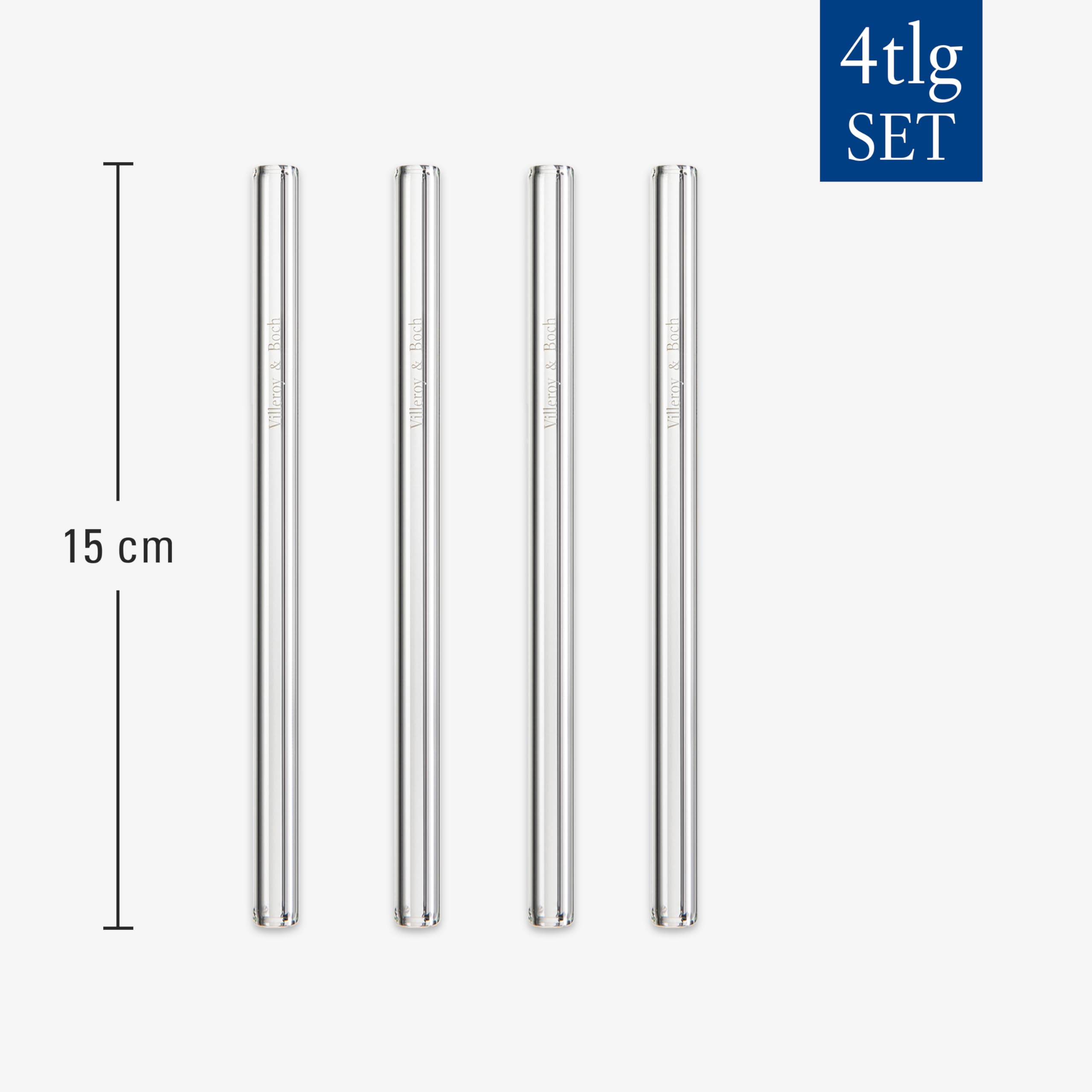 Villeroy & Boch -Purismo Bar, szklane słomki do picia małe, zestaw 4-częściowy, 15 cm, szkło kryształowe, 11-3786-7911, przezroczyste