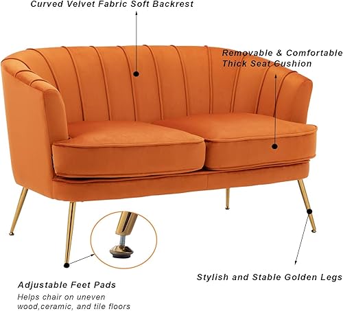 Miniatura 35 de Artechworks Silla moderna de terciopelo con patas doradas para sala de estar, dormitorio, oficina en casa, silla de club con respaldo copetudo,