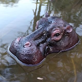 JARPSIRY Floating Hippo Head Garden Statue, 18cm Artificial Hippo Head Decorative Resin Outdoor Decoration for Pond, Swimming Pool, Patio, Lawn, Yard Ornaments
