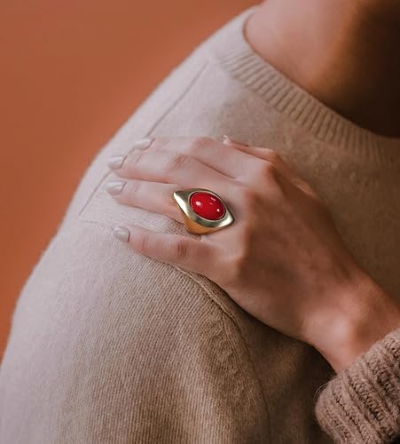 Vista 3 de Anillos gruesos para mujer, anillos de metal vintage, anillos de metal, regalos de joyería de cóctel