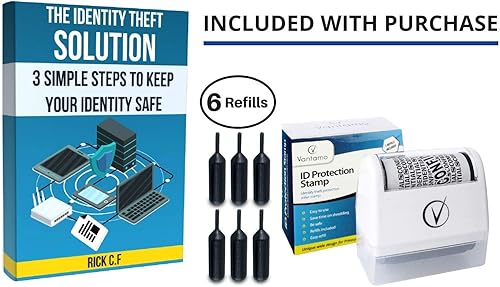 Miniatura 3 de Identity Protection - Juego de sellos de rodillo para protección de identidad incluye 6 unidades de recambios diseñado para seguridad segura y