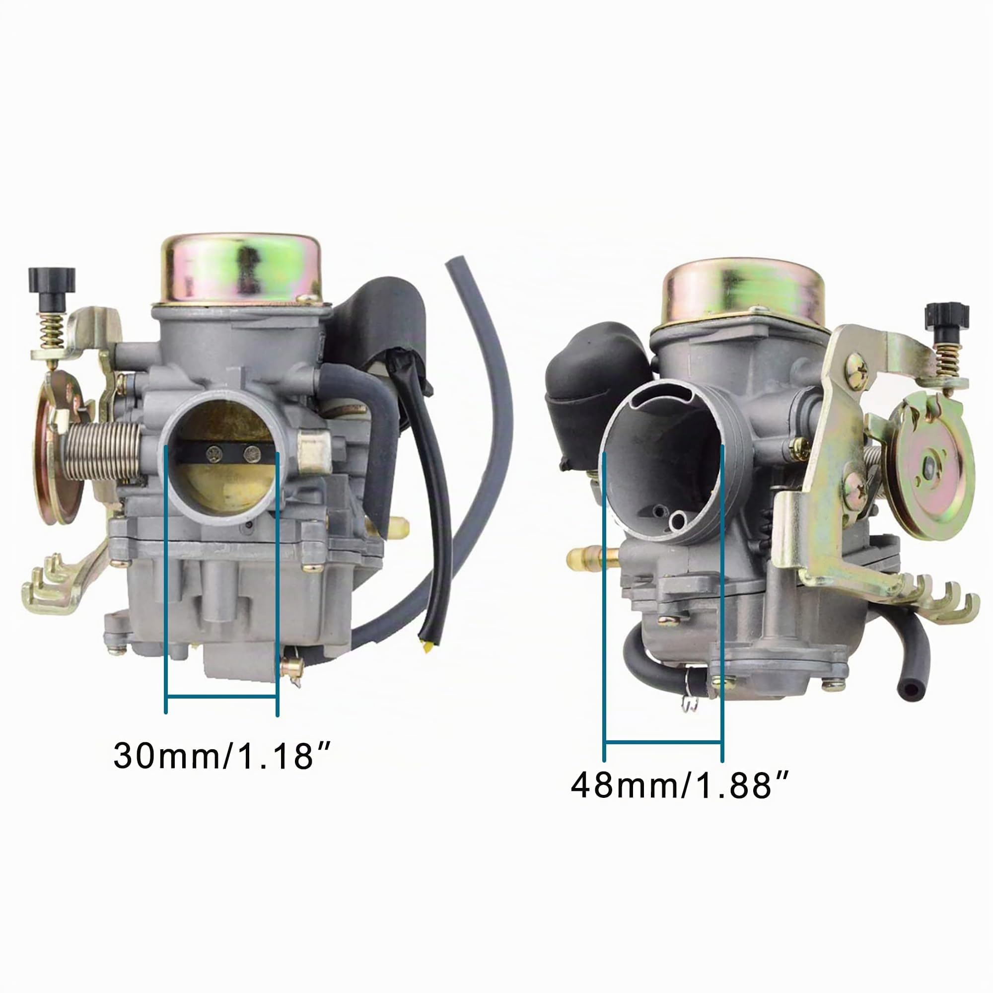 GOOFIT Carburador Moto 30mm PD30J con Electrónico de Acelerador reemplazo para Linhai 260 Motor Ciclomotor y Scooter Pit Bike ATV Quad Plata