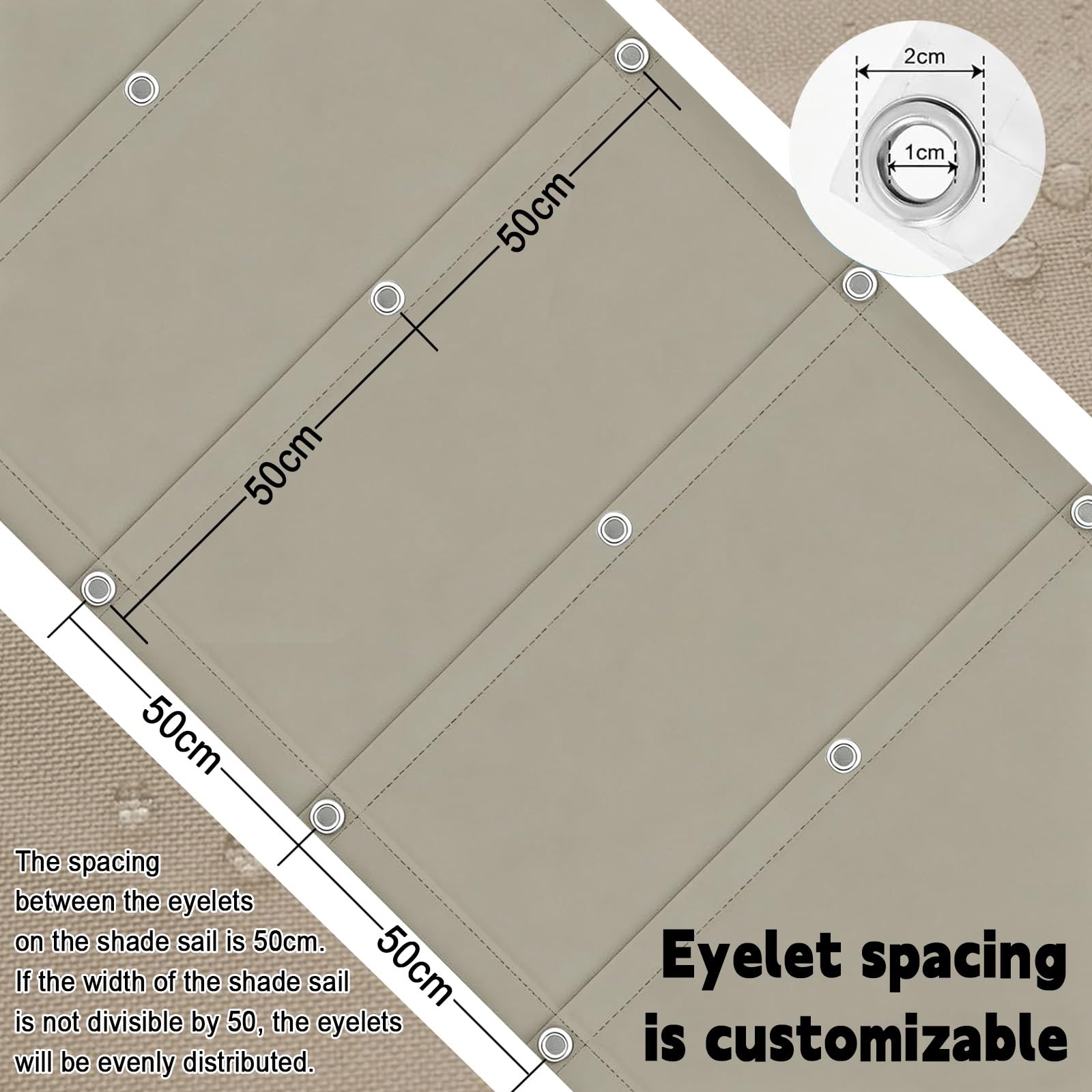 Toldo Retráctil Tipo Ola 100 x 700 cm con Ojales y Cuerda, Vela Sombra Impermeable y Rectangular con Bloqueo UV y Resistencia a Desgarros para Jardín Porche Patio Barbacoa, Caqui