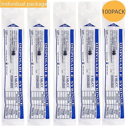 Miniatura 4 de Paquete de 100 jeringas de 0.1 fl oz con calibre 18, jeringas de inyección de muestra de laboratorio para laboratorios científicos industriales,