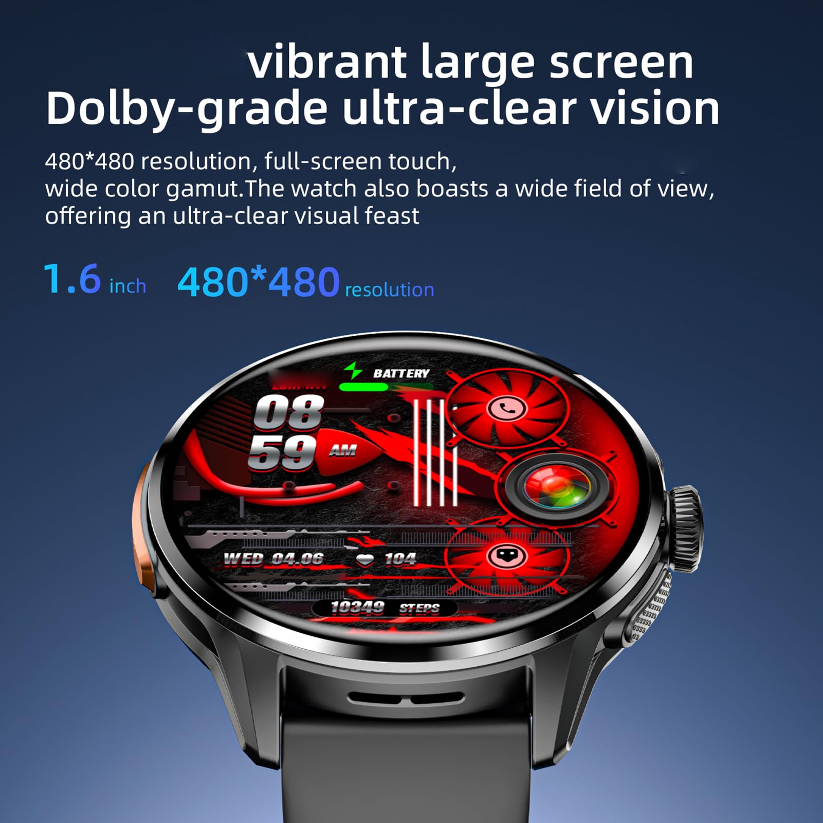 Jectse Smart Watch 4G LTE Smartwatch Cellulare 4G con Display HD da 1,6'' Fotocamera Rotante Batteria a Lunga Durata Modalità Multi Sport Chiamate SIM NFC per Uomo Donna (BLACK)