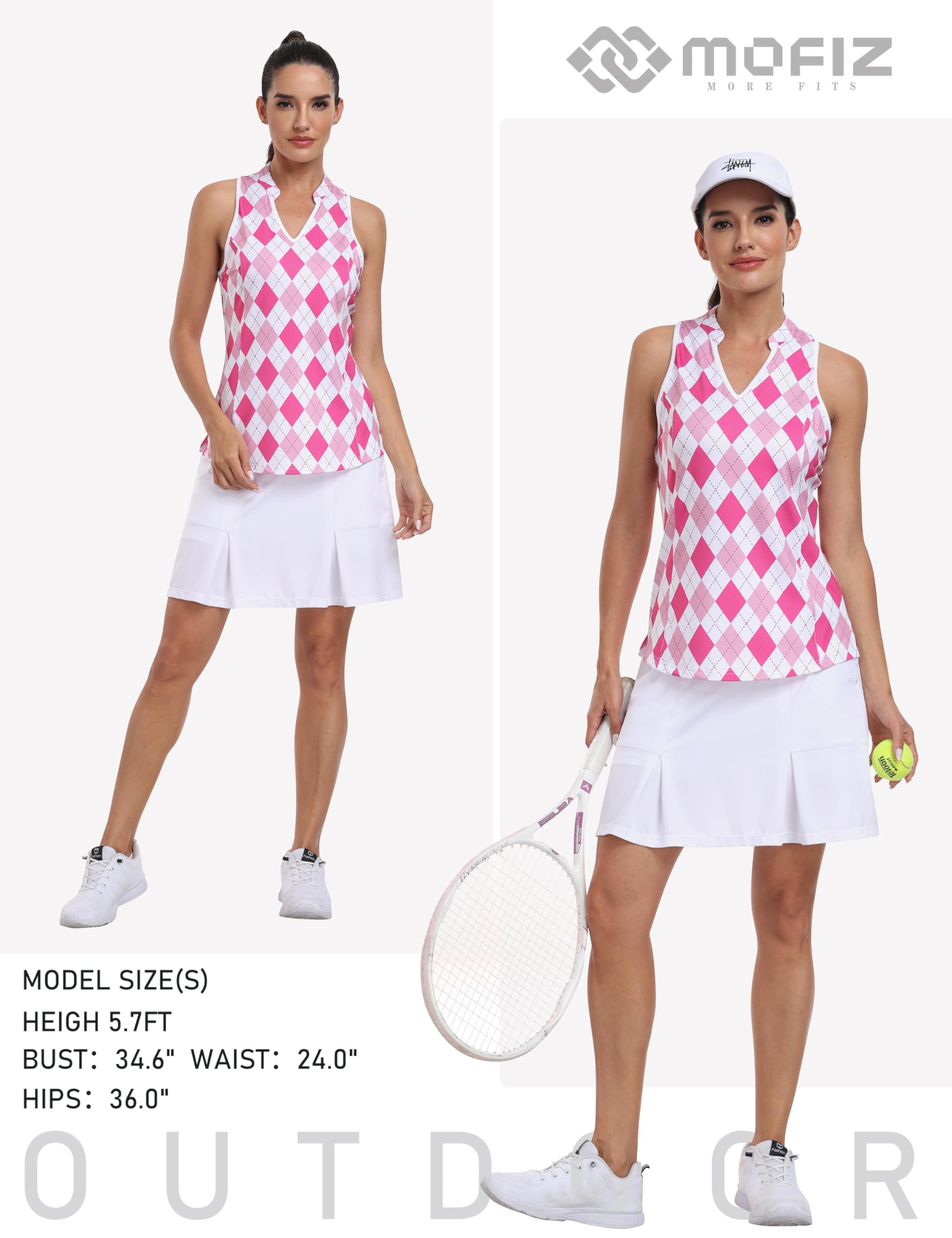 MoFiz Camiseta polo de golf sin mangas con espalda cruzada para mujer, cuello en V, sin cuello, para tenis, correr, secado rápido, atlético, casual