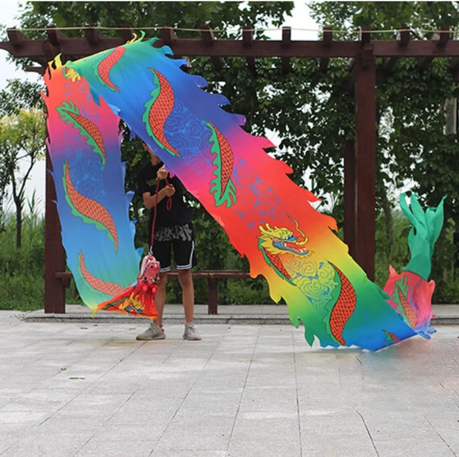 Rubans en soie multicolores de 20 FT pour la danse du dragon en plein air