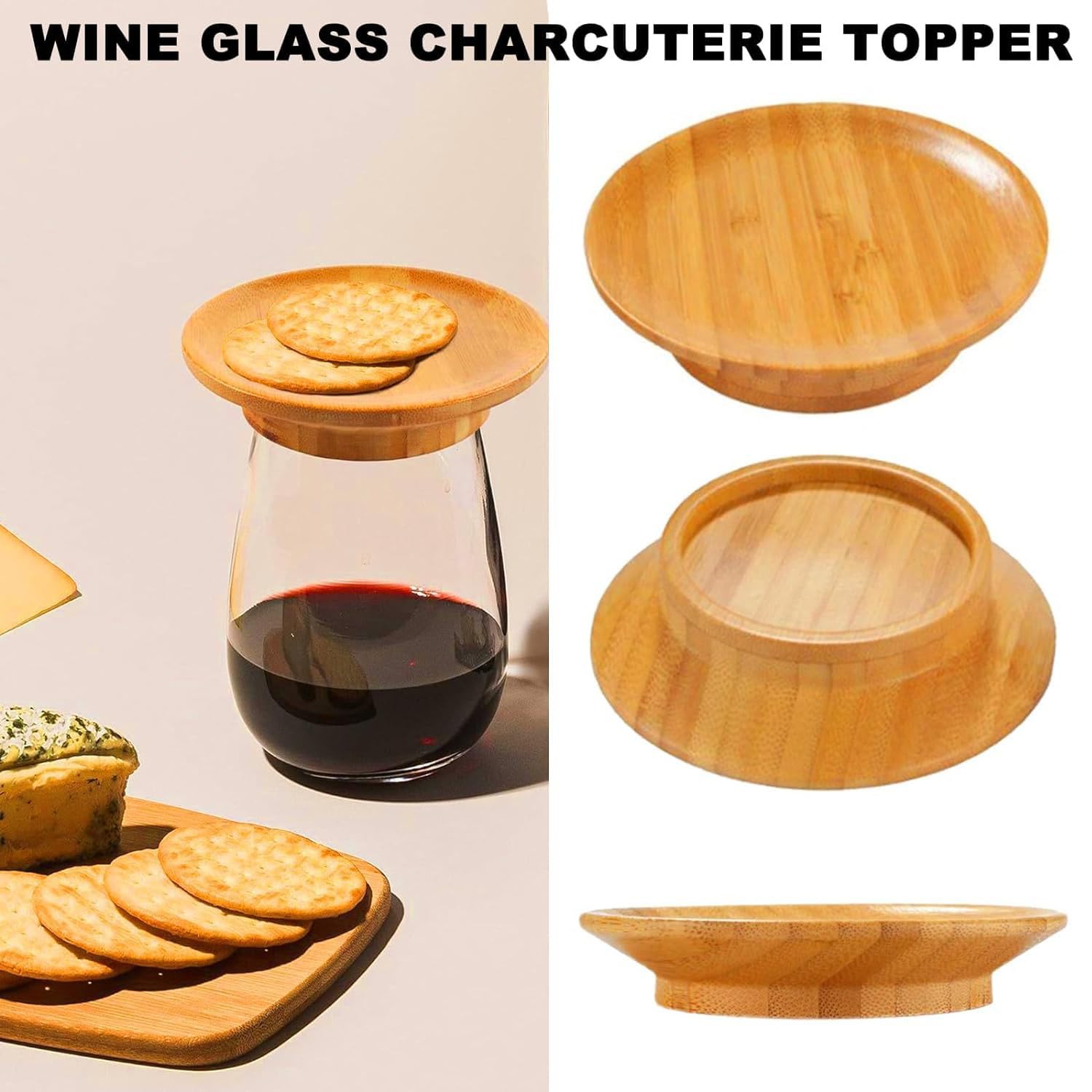 Topper per calici da vino e salumi, in bambù, per antipasti, dessert, casa, ristoranti e bar (10 pezzi)