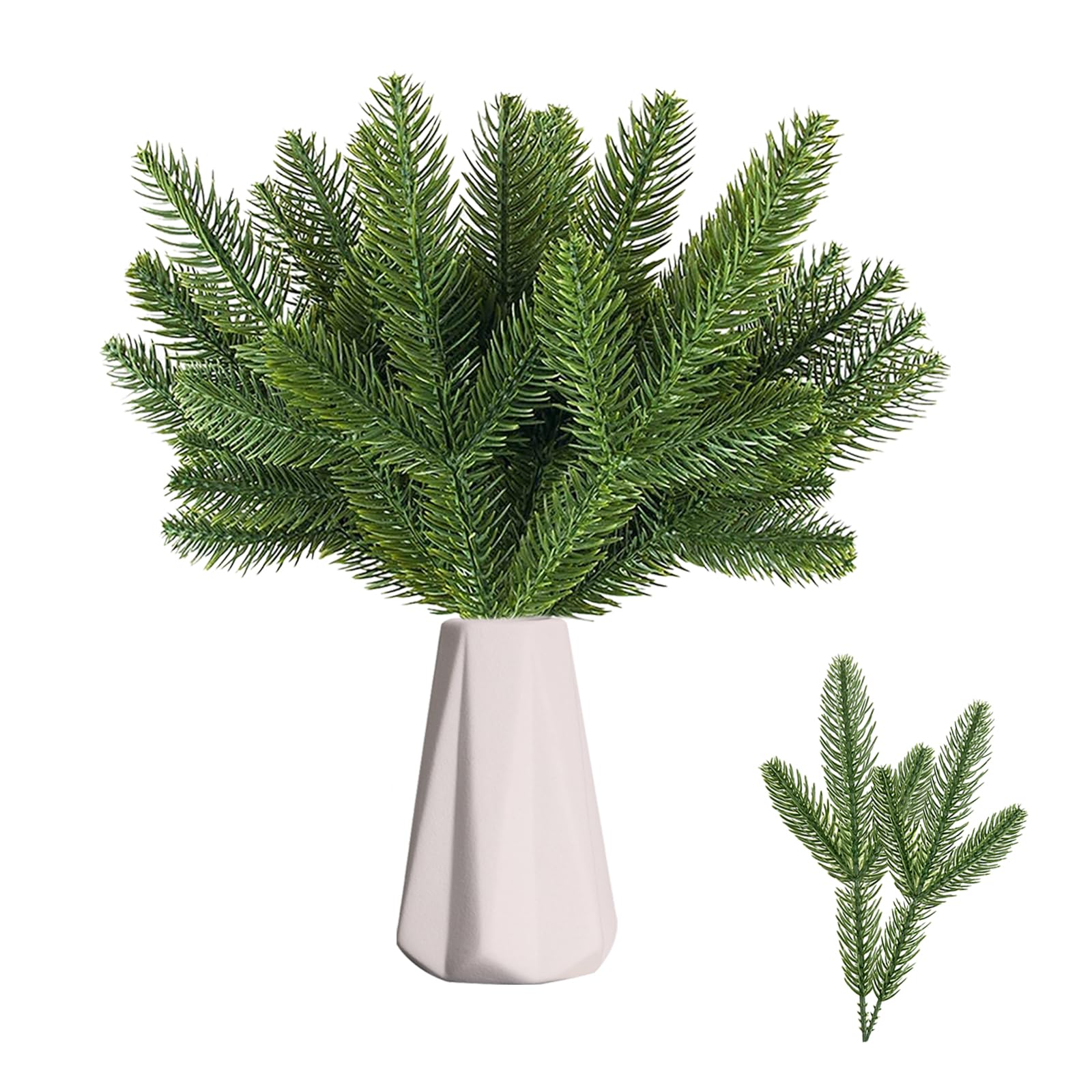 50 Pieces of Christmas Green Artificial Pine Branches Pine Garland，9.84x3.15Inch Christmas Picks Pine Tree Decor，for Christmas Home Decoration (Green)