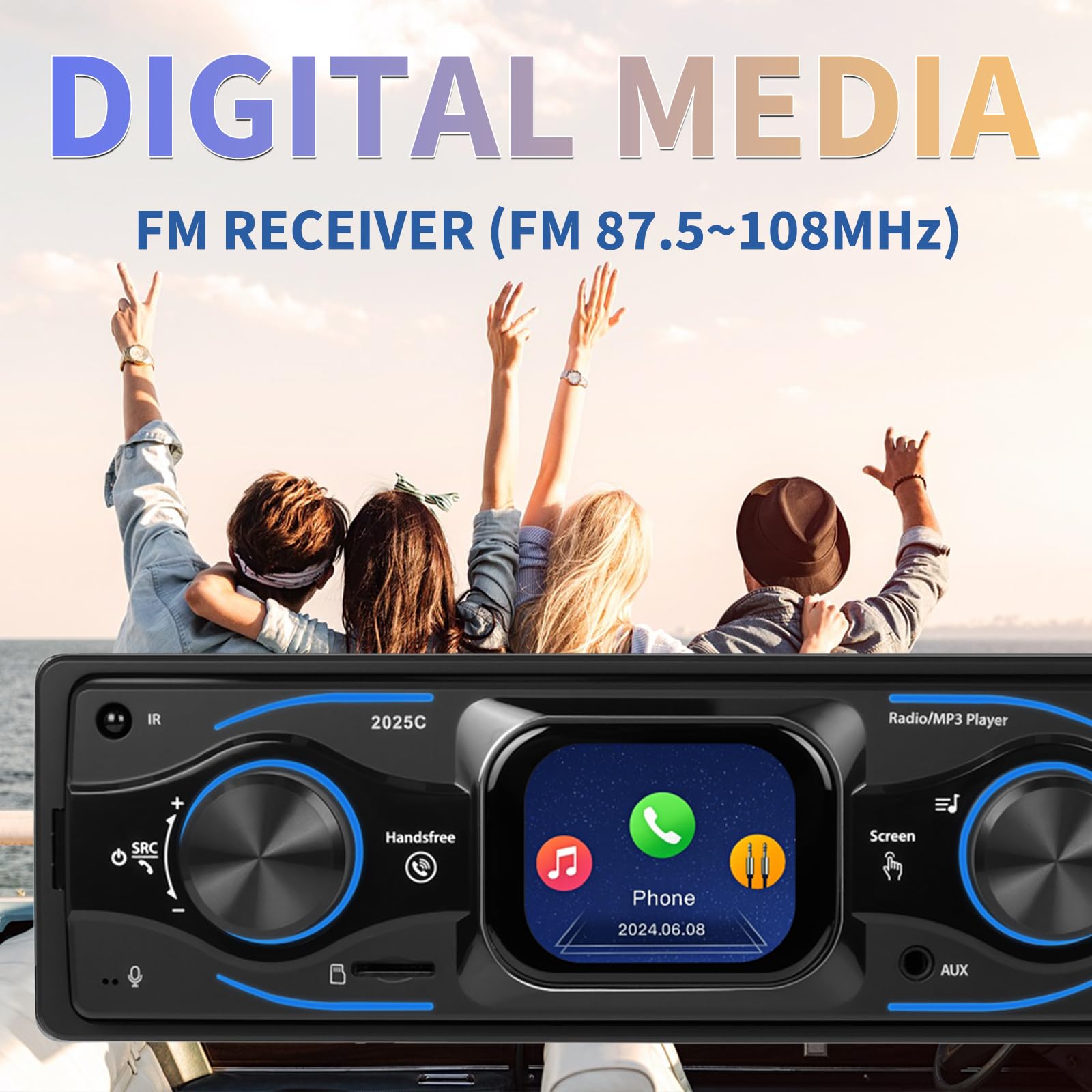 Inefala Autoradio 1 Din Bluetooth, Stereo Auto Bluetooth 1 DIN Radio con Schermo 2.17 Pollici FM Radio Auto Lettore MP3 Supporta USB/SD/Aux/SWC/Ricarica rapida