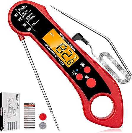 Review Meat Thermometer, 2 in 1 Instant Read Food Thermometer Digital Food Thermometer with Alarm Function LCD Backlight for Cooking, Grilling, Smoking, Frying, Baking, Kitchen, Oven, Turkey, Steak (Red) Review Meat Thermometer, 2 in 1 Instant Read Food Thermometer Digital Food Thermometer with Alarm Function LCD Backlight for Cooking, Grilling, Smoking, Frying, Baking, Kitchen, Oven, Turkey, Steak (Red)