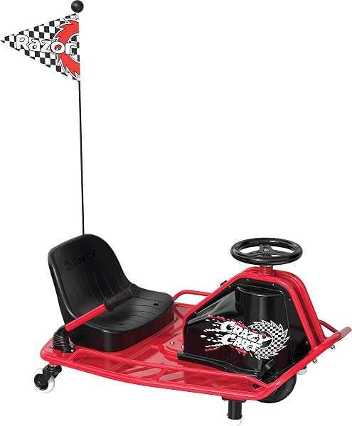 Razor Crazy Cart - 24V Electric Drifting Go Kart - Variable Speed, Up to 12 mph, Drift Bar for Controlled Drifts, One Si