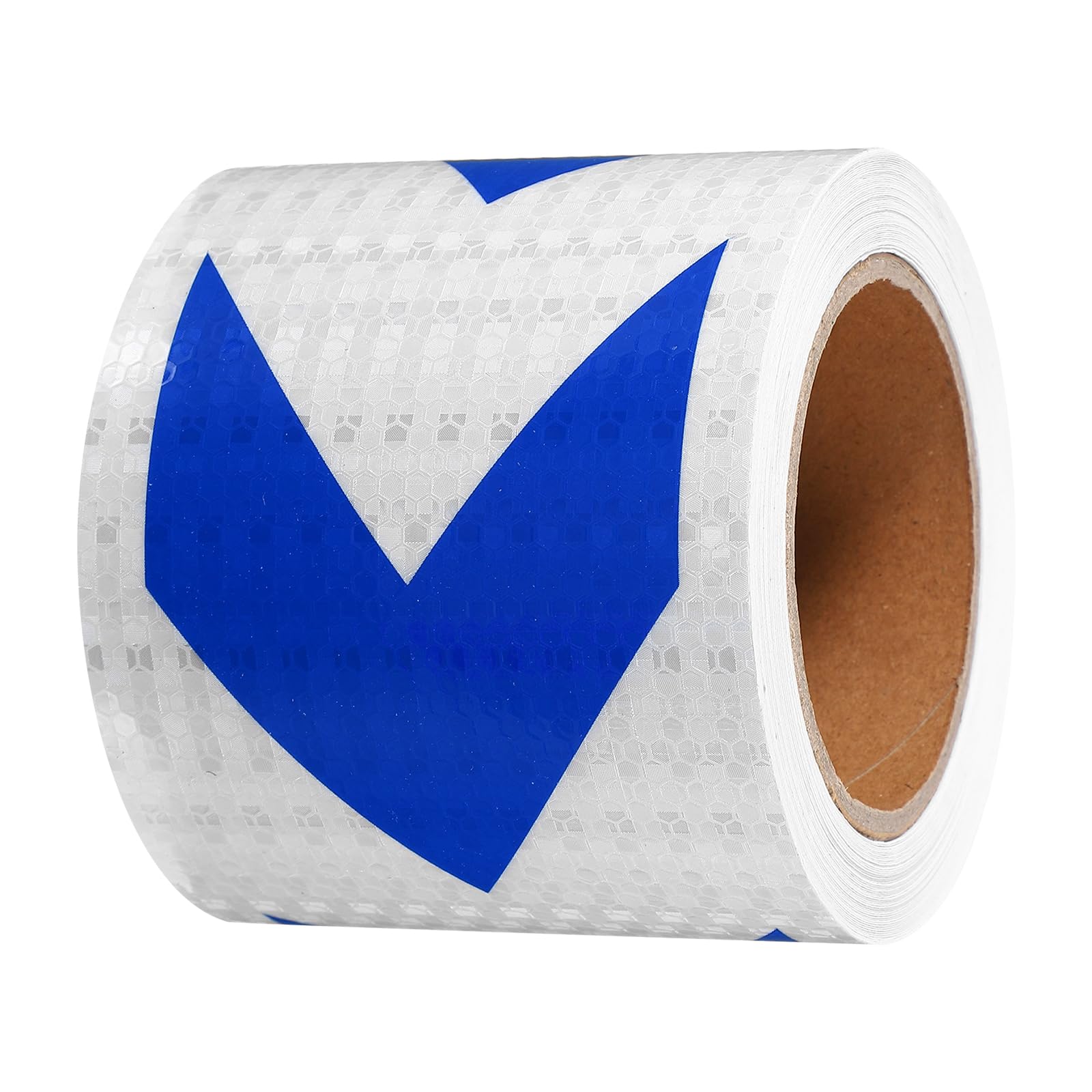 PATIKIL Reflective Tape, 4 Inch x 49 ft Waterproof Self Adhesive High Visibility Safety Warning Arrow Tape Outdoor Reflectors for Trucks Trailers Cars, White Blue