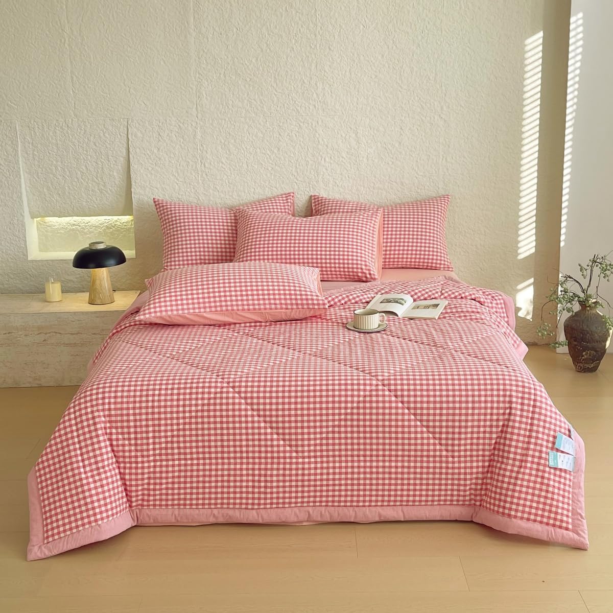 JvFbjLF Duvet – checked, reversible & multi-size(Red,180x220cm)