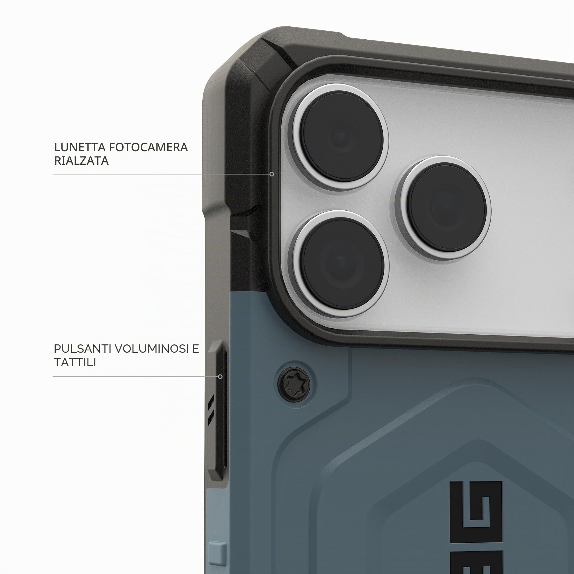 Urban Armor Gear Pathfinder MS Case compatibile con Apple iPhone 17 Pro Max Custodia (Ricarica wireless/magnetica, Protezione dalle cadute di livello militare) blu nuvola