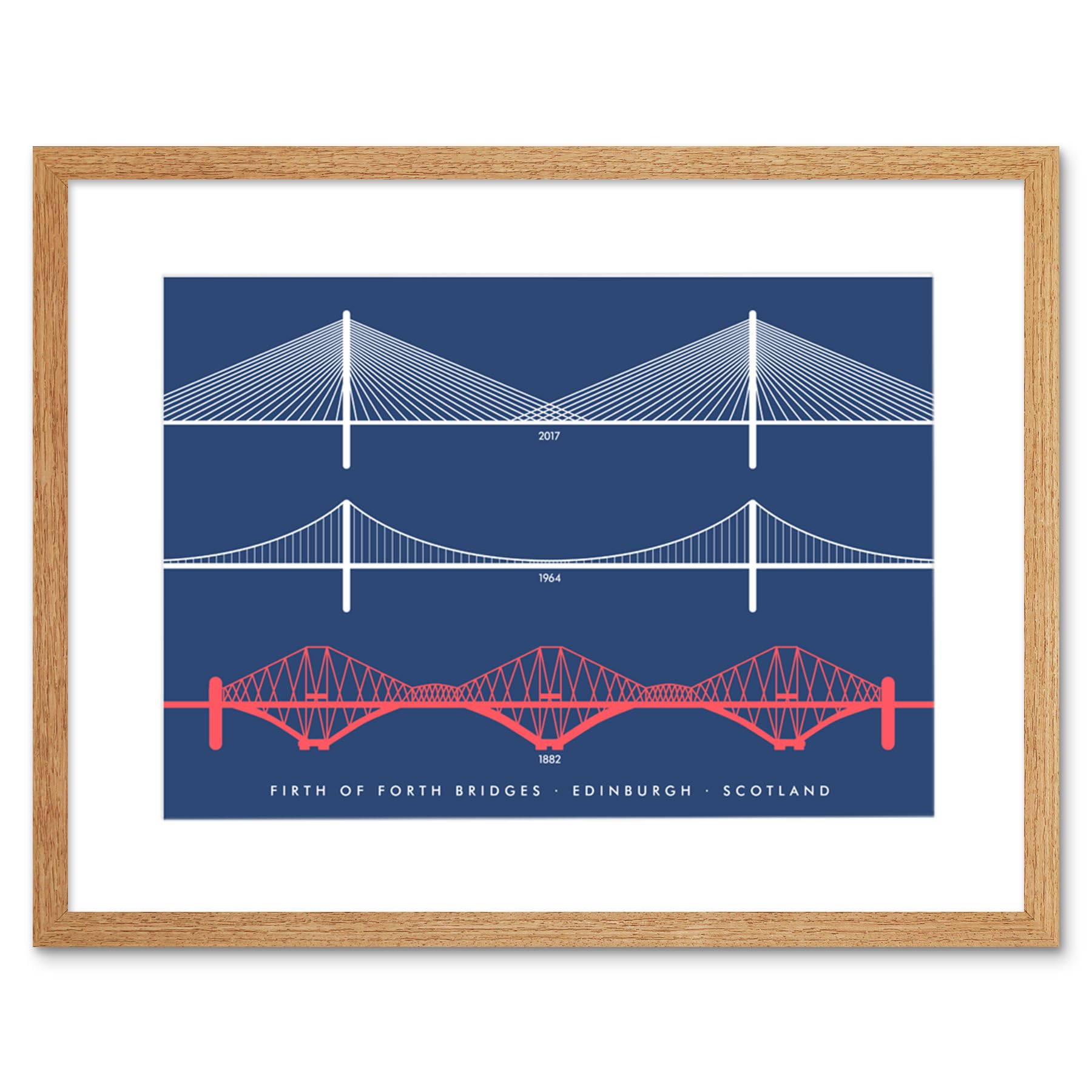 Wee Blue Coo Firth Forth Bridges Edinburgh Scotland Queensferry Framed Art Print