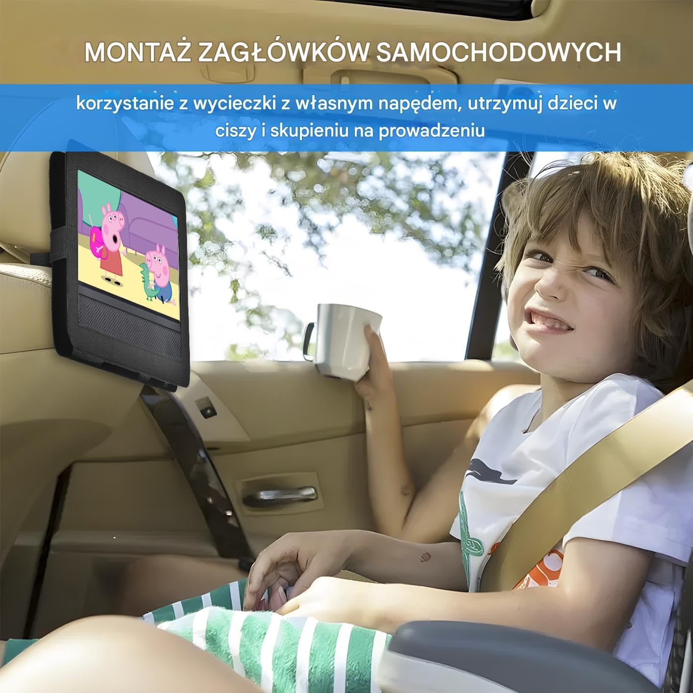 Mini przenośny odtwarzacz DVD YOOHOO 9,5"do samochodu i dzieci z obrotowym ekranem HD 7,5", obsługuje wszystkie regiony, wiele regionów, samochodowe odtwarzacze DVD dla dzieci, słuchawki