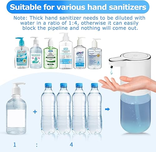 Miniatura 2 de Paquete de 2 dispensadores de jabón, dispensador automático de jabón líquido sin contacto, dispensador de jabón inteligente montado en la pared para