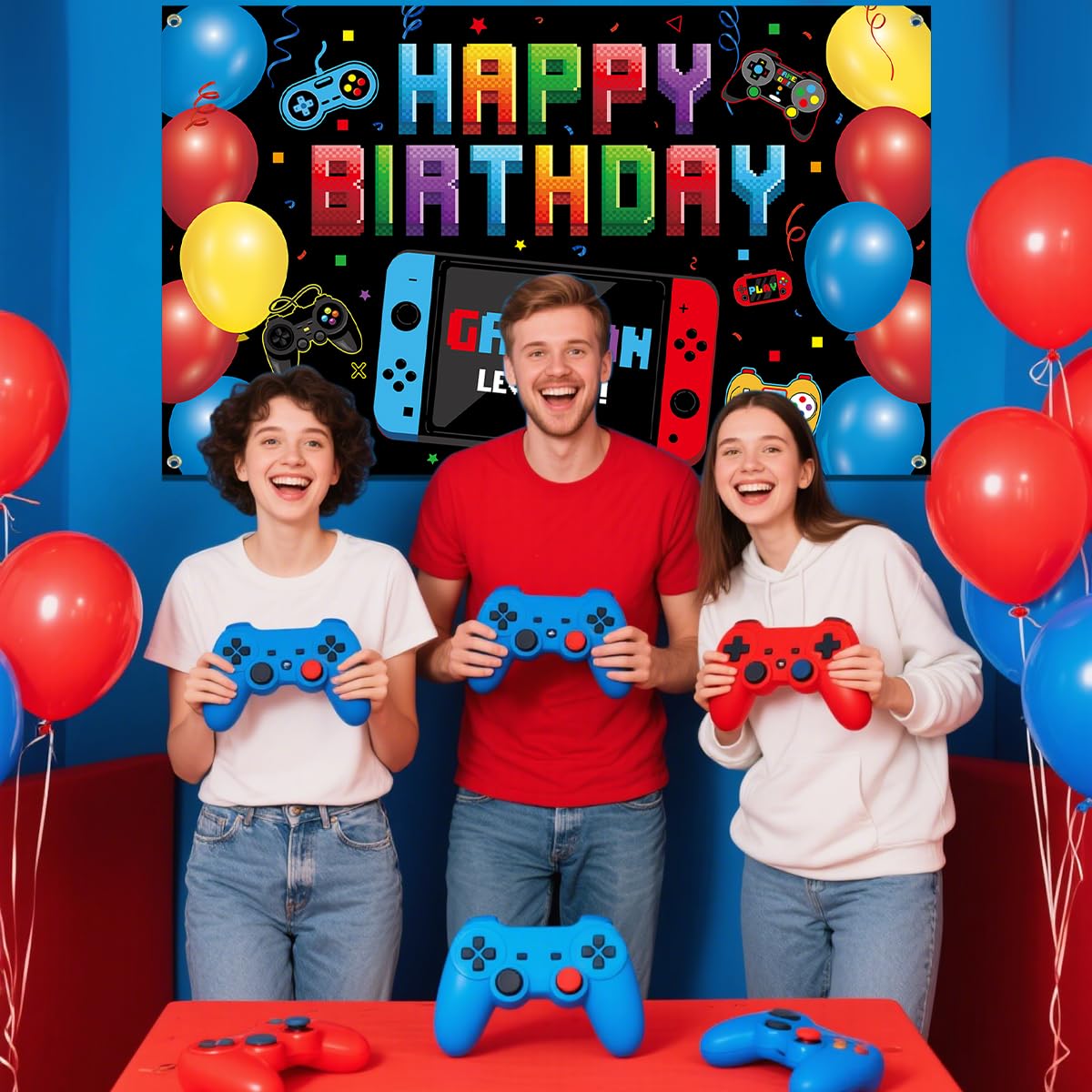 Sfondo Fotografico A Tema Gamer Per Compleanni E Feste – 150x100 Cm In Poliestere, Con Occhielli Per Parete, Stampato 3D - 5