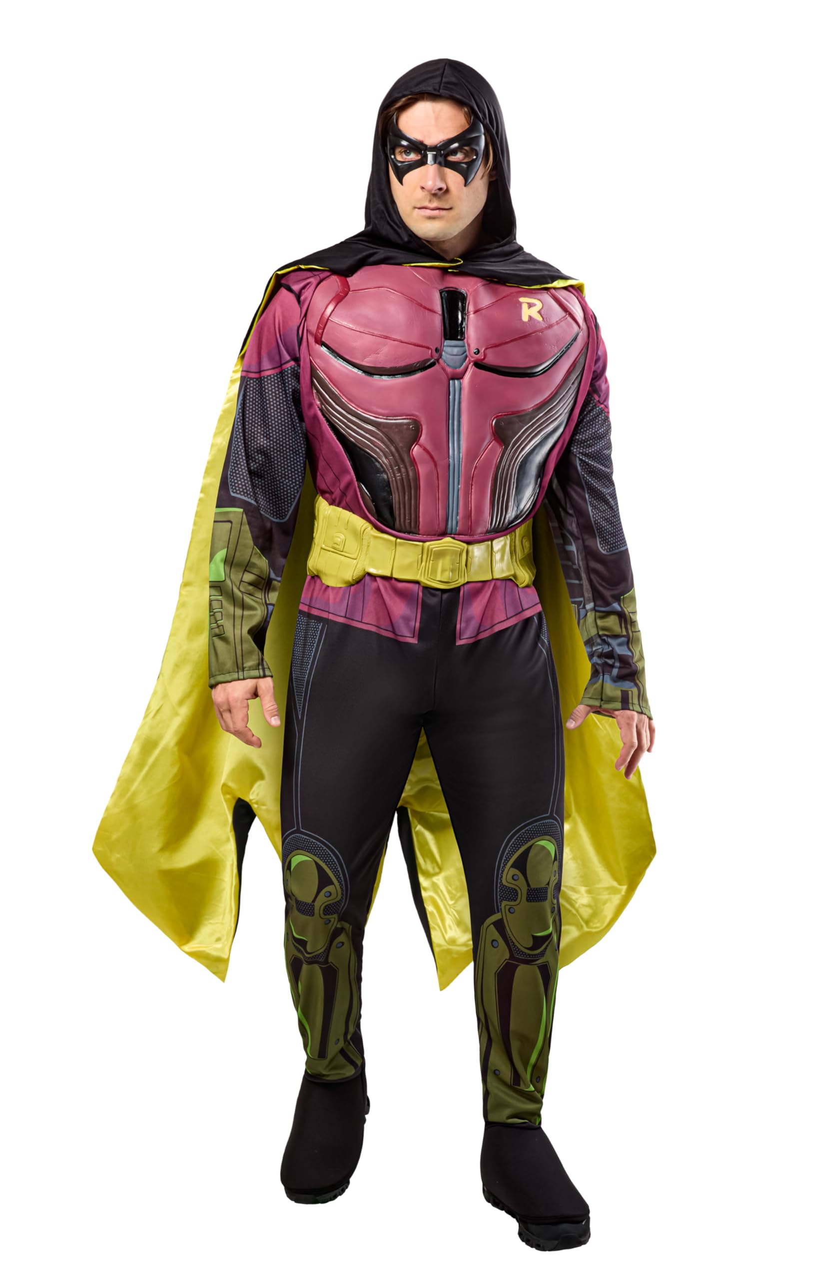 Rubie's 884822 Dc Comics Batman: Arkham City Deluxe Muscle Chest Robin Costume Adult, Red, One Size