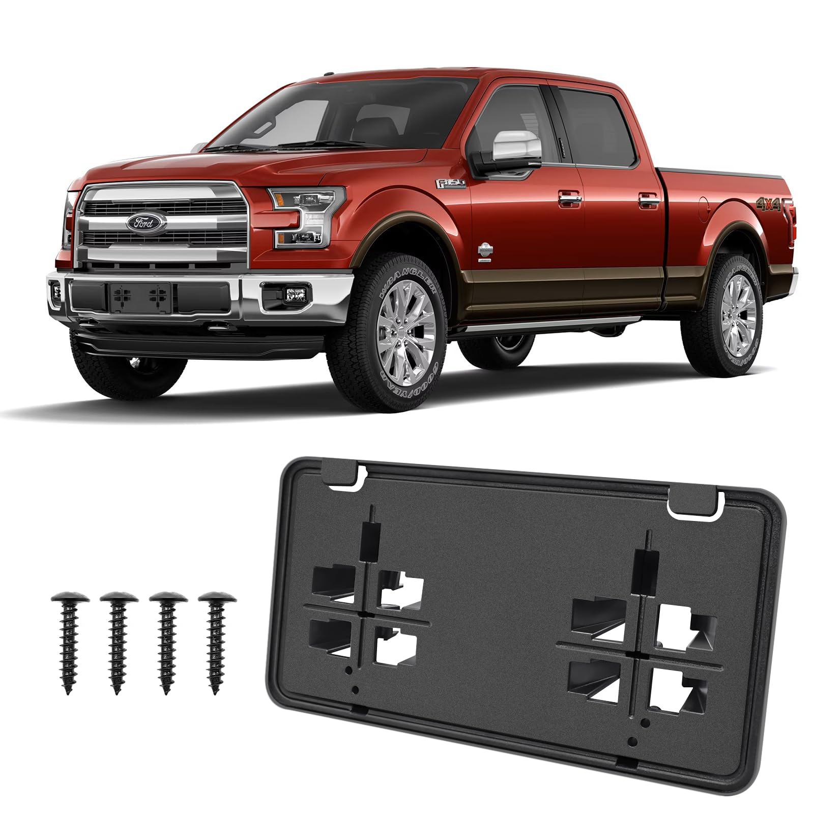 Front License Plate Frame for F150 2015-2017 Licence Plate Holder fits Perfectly with Curvature of Front Bumper F150 License Plate Frame Replace OE