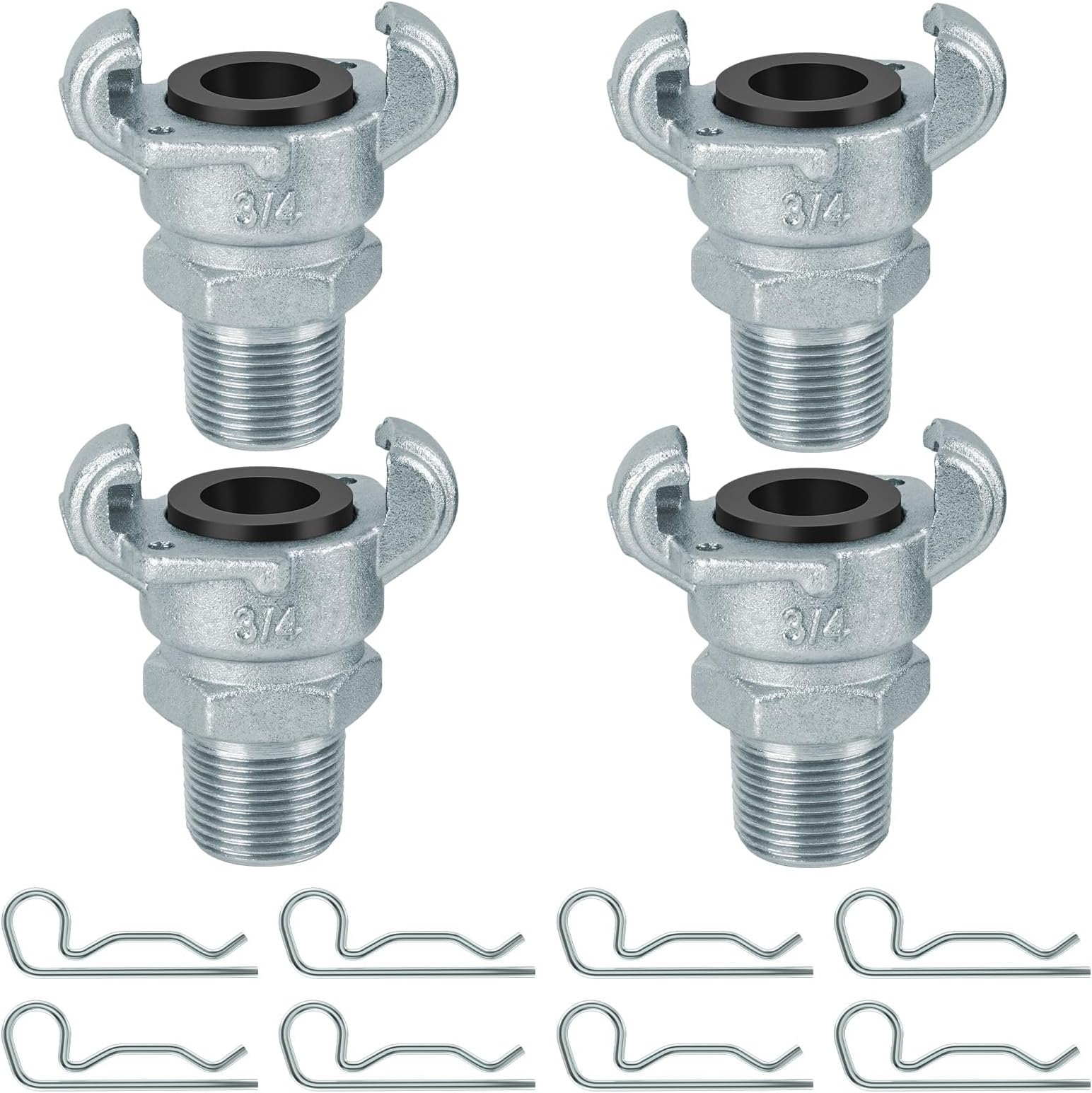 3/4" Chicago Air Fittings Replacement Air Hose Fittings, 0.75" Universal Coupling Chicago Fitting, 3/4 Inch Air Hose Fittings, NPT Male End Chicago Air Fitting -4 Packs