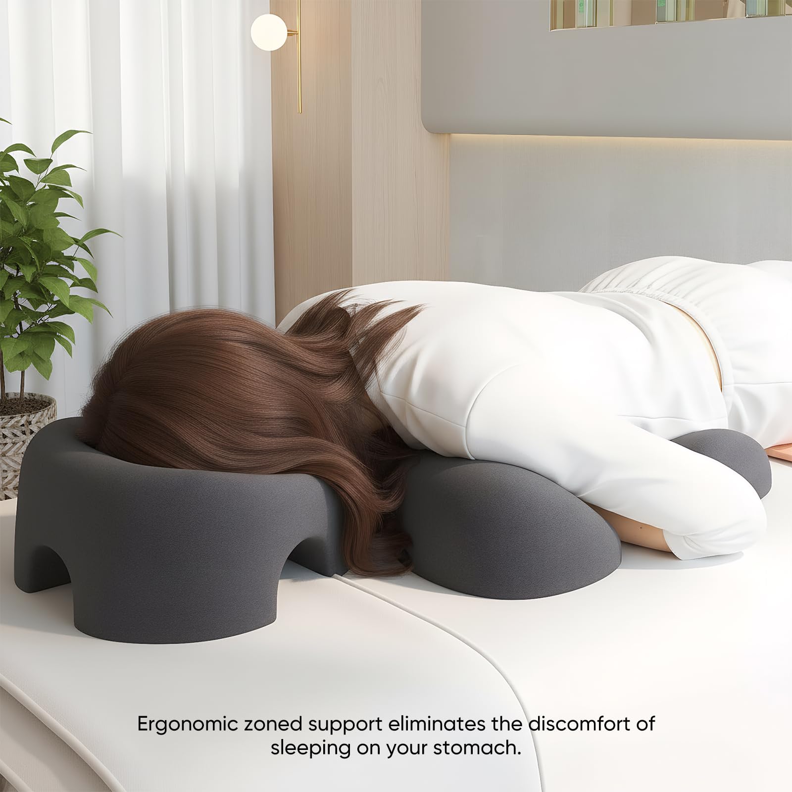 Almohada de masaje facial con soporte para el pecho - Almohada profesional para salón de belleza y spa - Almohada combinada para posición del estómago con diseño Ergo, gris oscuro