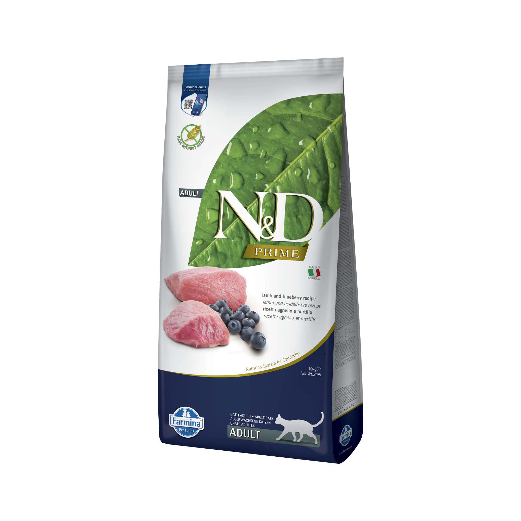 N&D PRIME CAT LAMB & BLUEBERRY ADULT 10KG
