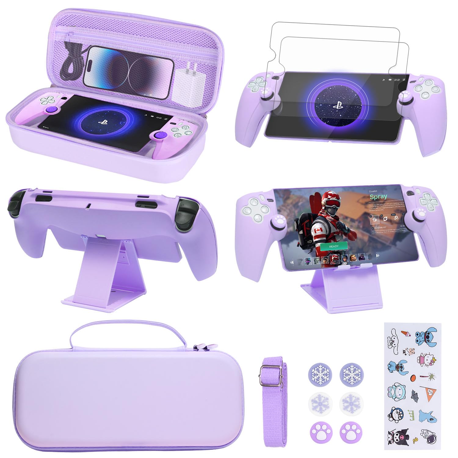 GUTIAL Accessories kit for Ps Portal - Cute Purple PS5 Portal Accessories Bundle for Girls Boys Kids with