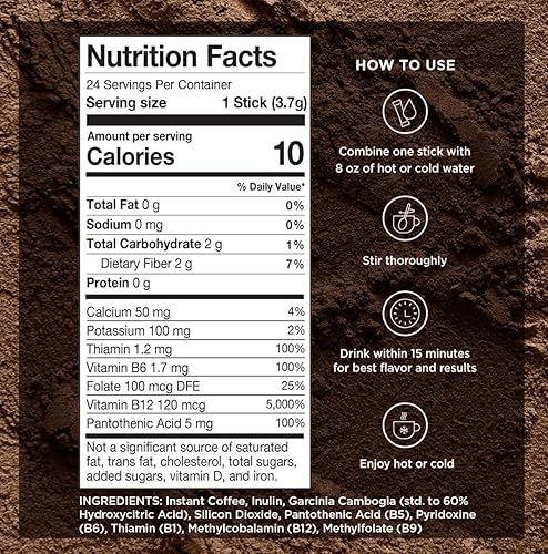 Miniatura 2 de VitaCup Instant Coffee Stick - Té caliente o frío para la energía la concentración o el metabolismo complejo vitamínico B y D en paquetes