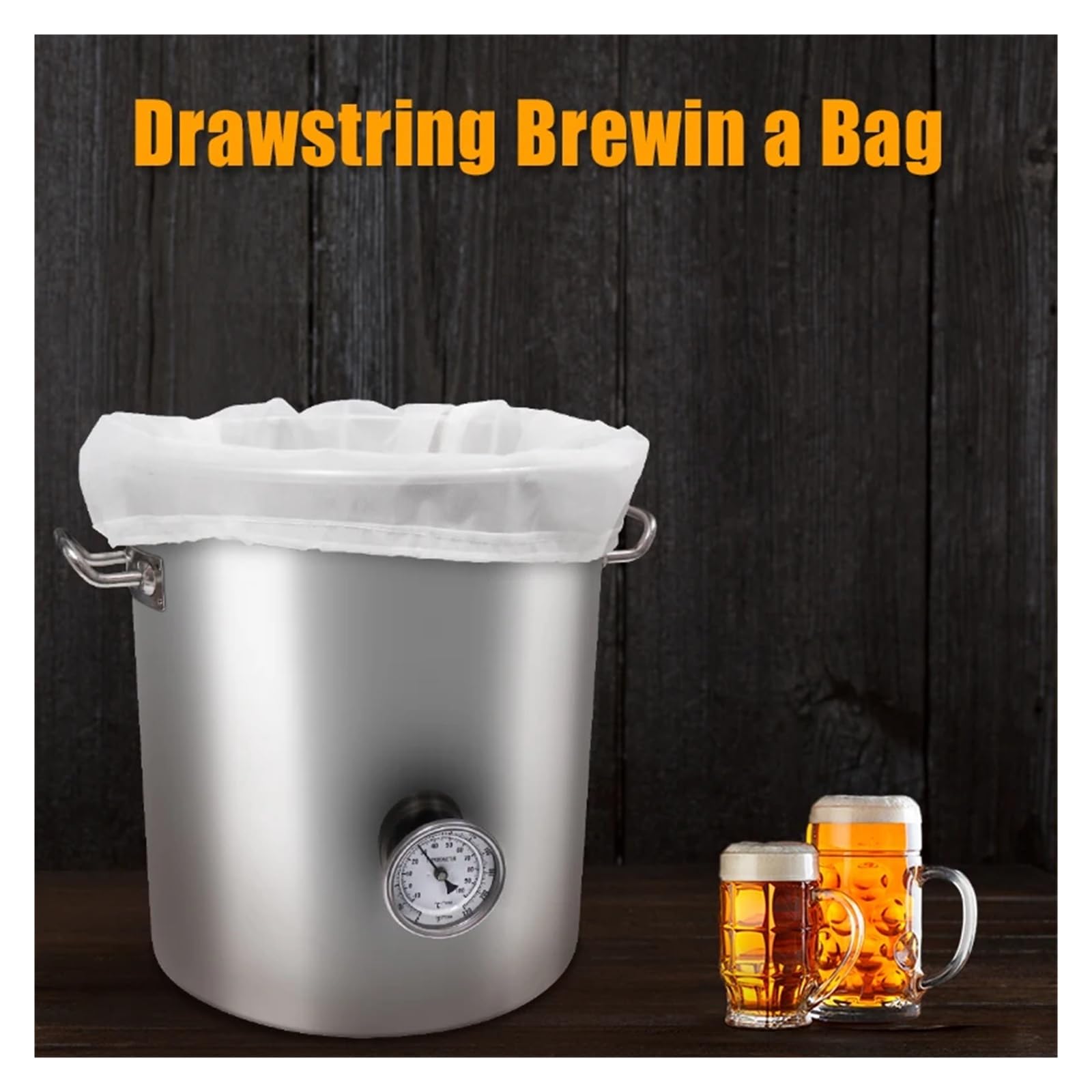 Home brewing Sacchetto filtrante for birra da 120 maglie con coulisse, cilindro filtrante for birra, vino, birra fatta in casa, riutilizzabile, filtro a maglie fini in nylon Accessori per il vino(23x4